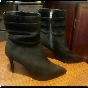 Marc Fisher Rayya Dress Bootie Black Suede Women US 8.5 Stiletto Heel Pointy Toe